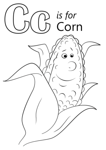 Letter C Is For Corn Coloring Page